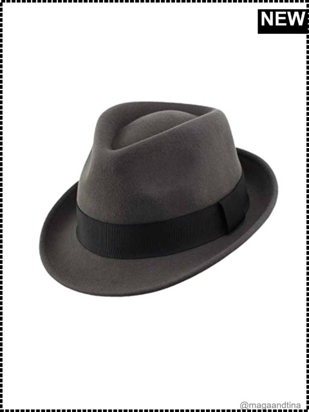 Mens 100% Wool Felt Fedora Hat Short Brim Winter Satin Lined